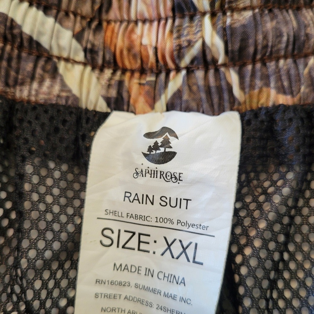 SaphiRose XXL Rain Suit Pants Camo Mesh Lined Adjustable Cuffs Outdoor Hunting - Picture 4 of 6